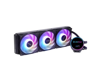 Unykach Aquastorm NEO 360 Kit de Refrigeracion Liquida - 3 Ventiladores de 120mm - Iluminacion RGB - Visualizacion Temperatura CPU - Tubo de 38mm
