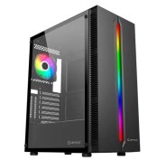 Unykach Armor Lumina Black Caja ATX, Micro ATX, Mini ITX - Lateral de Vidrio Templado - Iluminacion ARGB - 3.5\" y 2.5\" - USB-A 2.0, 3.0 y Audio - 1 Ventiladores 120mm ARGB Instalado - Soporta Refrigeracion Liquida