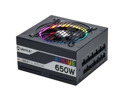 Unykach Atilius RGB Black 650W Fuente de Alimentacion 650W ATX 2.31 - Iluminacion RGB - Full Modular - PFC Activo - Ventilador 120mm