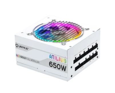 Unykach Atilius RGB White 650W Fuente de Alimentacion 650W ATX 2.31 - Iluminacion RGB - Full Modular - PFC Activo - Ventilador 120mm