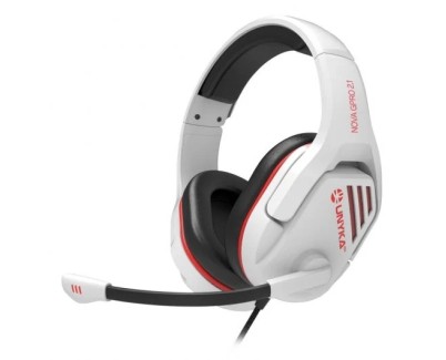 Unykach Gaming Nova Gpro White 2.1 Auriculares con Microfono Ajustable - Diadema Ajustable - Almohadillas Acolchadas - Controles en Cable - Cable de 1.20m - Color Blanco