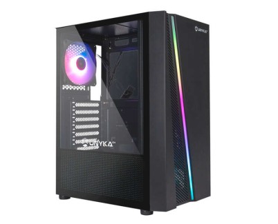 Unykach Glayze Caja Torre ATX - Iluminacion ARGB - Lateral Cristal Templado - USB-A 2.0/3.2 y Audio - 1 Ventilador 120mm RGB Instalado - Color Negro