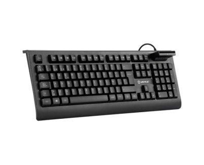 Unykach KB918 Teclado USB con Lector Inteligente de Tipo PC/SC 2.0 como DNIe o Tarjeta Sanitaria Española - Idioma Español - Color Negro