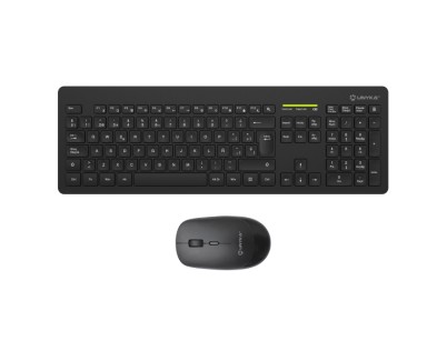 Unykach MK212 Pro Slim Wireless Pack de Teclado Inalambrico Slim 108 Teclas de Membrana + Raton Inalambrico 1600dpi, 3 Botones, Uso Ambidiestro - Color Negro