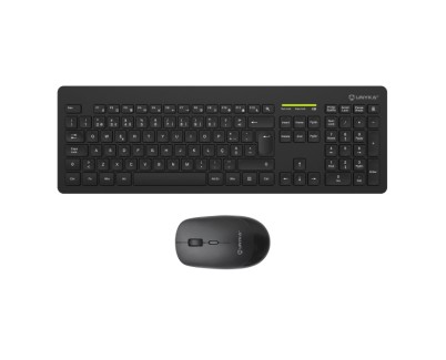 Unykach MK212 Pro Slim Wireless Pack de Teclado Inalambrico Slim 108 Teclas de Membrana + Raton Inalambrico 1600dpi, 3 Botones, Uso Ambidiestro - Idioma Portugues - Color Negro