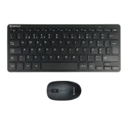 Unykach MK288 Pro Pack de Mini Teclado 79 Teclas Inalambrico + Raton 1200ppp, Inalambrico, 3 Botones, Uso Ambidiestro - Idioma Portugues - Color Negro