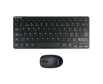 Unykach MK288 Pro Pack de Mini Teclado 79 Teclas Inalambrico + Raton 1200ppp, Inalambrico, 3 Botones, Uso Ambidiestro - Idioma Portugues - Color Negro