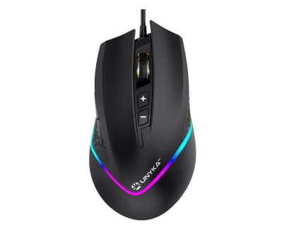 Unykach Nova M244 Raton Gaming USB con Iluminacion RGB 6400dpi - 5 Botones - Uso Diestro - Cable de 1.50m - Color Negro