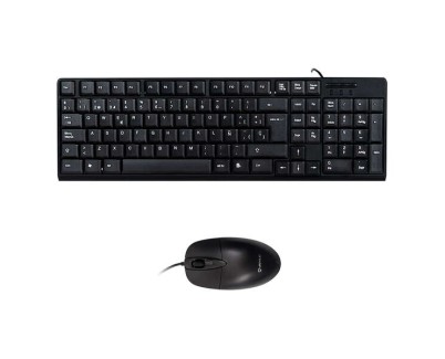 Unykach Pack de Teclado 105 Teclas, USB + Raton 1200ppp, 3 Botones, USB, Uso Ambidiestro - Color Negro