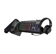 Unykach Pack Gaming NOVA 4in1 USB Teclado Multimedia + Raton 7200dpi + Auriculares con Microfono + Alfombrilla XL - Teclado Portugués - Color Negro