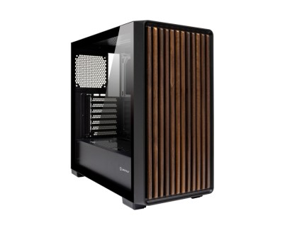 Unykach Revelat Madeira Black Caja ATX, Micro ATX, ITX - Lateral de Vidrio Templado y Frontal con Listones de Madera Natural - 3.5\", 2.5\" - USB-A 3.0, USB-C y Audio - Soporta Refrigeracion Liquida - Color Negro