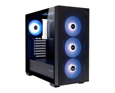 Unykach Revelat Mesh Black Caja ATX, Micro ATX, ITX - Lateral de Vidrio Templado - 3.5", 2.5" - USB-A 3.0, USB-C y Audio - 4 Ventiladores ARGB - Soporta Refrigeracion Liquida - Color Negro