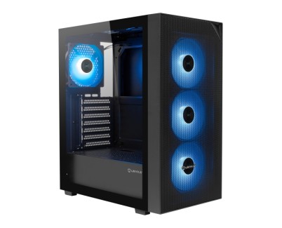 Unykach Revelat Mesh Compact Edition Caja ATX, Micro ATX, ITX - Lateral de Vidrio Templado - 3.5\", 2.5\" - USB-A 2.0, USB-3.0 y Audio - 4 Ventiladores ARGB - Soporta Refrigeracion Liquida - Color Negro