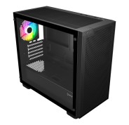 Unykach Revelat Mesh Edge Caja Micro ATX, ITX - Lateral de Vidrio Templado - 3.5\", 2.5\" - USB-A 2.0, USB-3.0 y Audio - 4 Ventiladores ARGB - Soporta Refrigeracion Liquida - Color Negro