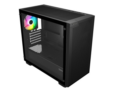 Unykach Revelat Mesh Edge Caja Micro ATX, ITX - Lateral de Vidrio Templado - 3.5\", 2.5\" - USB-A 2.0, USB-3.0 y Audio - 4 Ventiladores ARGB - Soporta Refrigeracion Liquida - Color Negro