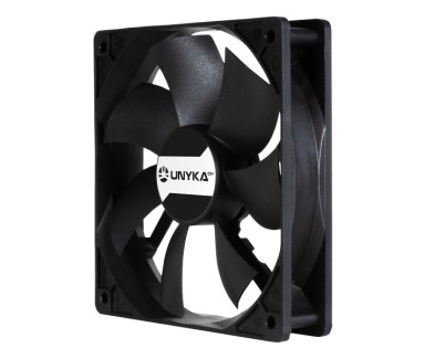 Unykach Server Ventilador 120mm de Doble Bola - Velocidad Max. 1800rpm - Conector de 4 Pines con Control de Temperatura - Color Negro