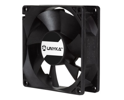 Unykach Server Ventilador 80mm de Doble Bola - Velocidad Max. 2000rpm - Conector de 4 Pines con Control de Temperatura - Color Negro