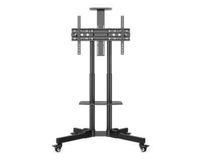 Unykach Soporte de Suelo con Ruedas para Pantallas 32\"-75\" - Bloqueo de Ruedas - Dos Bandejas - Peso Max 45Kg - VESA 600X400mm - Color Negro