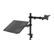 Unykach UK1420 Soporte de Mesa con Brazo Articulado para Monitor de 10\"-32\" + Soporte para Portatil - Giratorio, Inclinable y Extensible - Gestion de Cables - Peso Max 10kg - VESA 100x100mm
