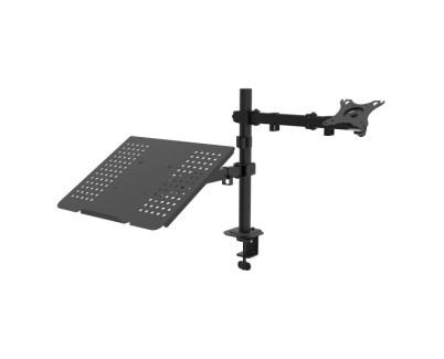 Unykach UK1420 Soporte de Mesa con Brazo Articulado para Monitor de 10\"-32\" + Soporte para Portatil - Giratorio, Inclinable y Extensible - Gestion de Cables - Peso Max 10kg - VESA 100x100mm