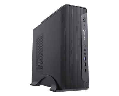 Unykach UK2012 Slim Caja Torre MicroATX + Fuente de Alimentacion SFX 300W 80+ Bronze - Tama&ntilde;o Disco Soportado 3.5\", 2.5\" - USB-A 3.0 / 2.0, USB-C y Audio - Color Negro