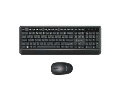 Unykach UK39 Pack de Teclado Inalambrico Compacto + Raton Inalambrico 1600dpi, 3 Botones, Uso Ambidiestro - Disposicion Portuguesa QWERTY PT - Color Negro
