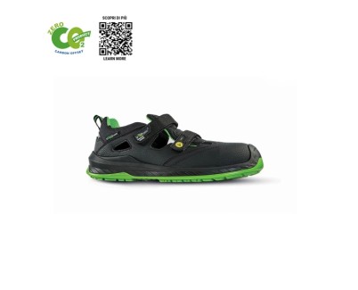 Upower Brook UK S ESD Calzado de Seguridad - Talla 43 - Anti-Perforacion, Puntera Ultraligera, Forro Transpirable, Suela Antideslizante, Carbon Neutral, Proteccion S1PS FO SR - Color Negro/Verde