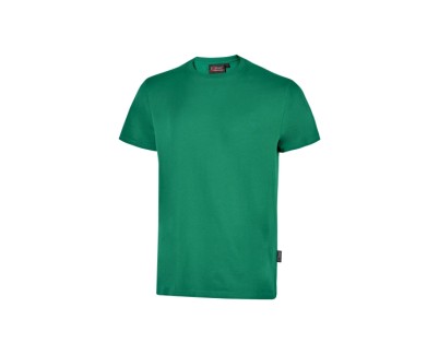 Upower Figi Pack de 5 Camiseta de Trabajo de Algodon Cardado - Talla 3XL - Cuello Elastico Acanalado, Cinta Para-Sudor, Proteccion DPI1, Suavidad y Confort Prolongado - Color Verde Esmeralda
