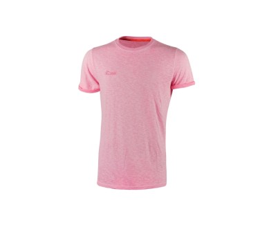 Upower Fluo Camiseta de Manga Corta - Talla 3XL - Algodon Flameado, Tejido Slub Cotton, Transpirable, Ajuste Slim-Fit, Cuello Redondo Acanalado - Color Rosa Fluorescente