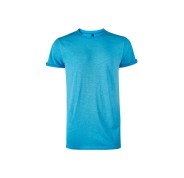 Upower Fluo Camiseta de Manga Corta - Talla S - Algodon Flameado, Tejido Slub Cotton, Transpirable, Ajuste Slim-Fit, Cuello Redondo Acanalado, Logotipo Bordado - Color Cyan Fluorescente