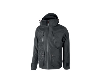 Upower Forex Parka Impermeable y Transpirable - Talla 2XL - Capucha Ajustable y Desmontable, Interior Termico con Mangas Desmontables, Bolsillos Multiples, Proteccion DPI1 - Color Gris Meteorito