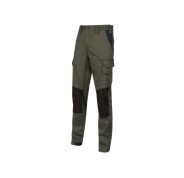 Upower Majo Pantalon de Trabajo - Talla M - Algodon Elastico, Diseño Slim-Fit, Multiples Bolsillos, Proteccion Lumbar, Detalles Reforzados, Cinta Reflectante, Correa Porta Martillo - Color Verde Oscuro