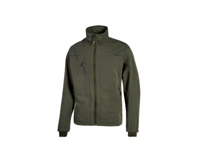 Upower Pluton Chaqueta de Tela Resistente - Talla M - Suave, Repelente al Agua, Transpirable, Secado Rapido, Multiples Bolsillos, Capuchon Ajustable, Pu&ntilde;os a Prueba de Viento, Proteccion DPI1 - Color Verde Oscuro