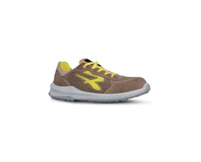 Upower Reflex S ESD Calzado de Seguridad Ligero - Talla 40 - Gamuza Perforada, Puntera Compuesta, Antiperforacion Textil, Suela Antideslizante, Plantilla Antifatiga, Proteccion S1PS FO SR - Color Beige/Amarillo