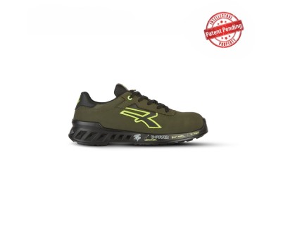 Upower Ryan S ESD Calzado de Seguridad Bajos - Talla 43 - Empeine Microfibra Hidrorrepelente, Suela Antideslizante, Antiaceite, Puntera AirToe Aluminium, Clase S3S CI FO SR - Color Verde Oliva/Amarillo