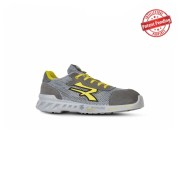 Upower Tony S ESD Calzado de Seguridad Transpirables y Ultraligeros - Talla 44 - Parte Superior Airnet, Suave Piel Serraje, Antideslizante, Resistencia al Aceite, Proteccion S1PS FO SR - Color Gris Claro /Amarillo