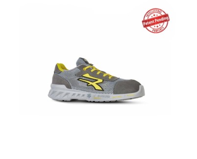 Upower Tony S ESD Calzado de Seguridad Transpirables y Ultraligeros - Talla 44 - Parte Superior Airnet, Suave Piel Serraje, Antideslizante, Resistencia al Aceite, Proteccion S1PS FO SR - Color Gris Claro /Amarillo