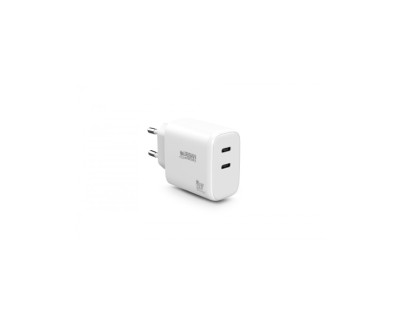Urban Factory Potencia Cargador USB-C GaN de 65W - 1 Puerto USB-C de 45W + 1 Puerto USB-C de 20W - Color Blanco