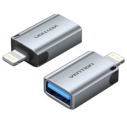 Vention Adapatador para Apple - Lightning Macho - USB-A Hembra - Funcion OTG - Aluminio - Color Gris