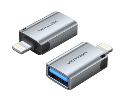 Vention Adapatador para Apple - Lightning Macho - USB-A Hembra - Funcion OTG - Aluminio - Color Gris