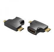 Vention Adaptador HDMI Hembra a Micro HDMI Macho - Mini HDMI Macho - Color Negro