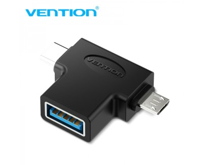 Vention Adaptador USB 3.0 USB-C Macho a MicroUSB Macho - Color Negro