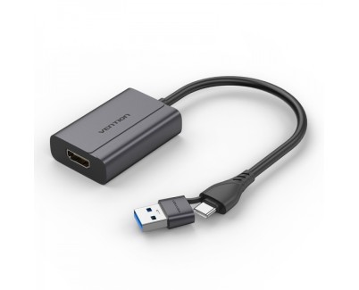 Vention Adaptador USB Tipo-C Macho a USB Macho/HDMI Hembra - Color Gris