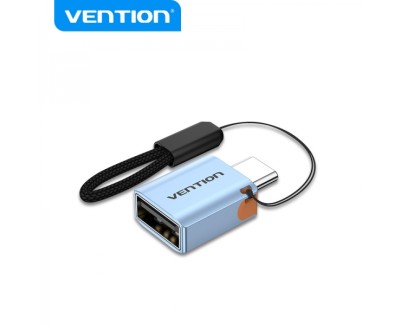 Vention Adaptador USB3.1 Tipo-C Macho a USB Hembra OTG con Lanyard - Aluminio Gris