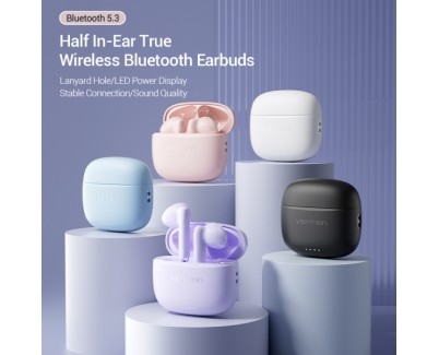 Vention Auriculares Bluetooth 5.3 con Estuche de Carga - 6h Autonomia - Elf E03 - Color Violeta