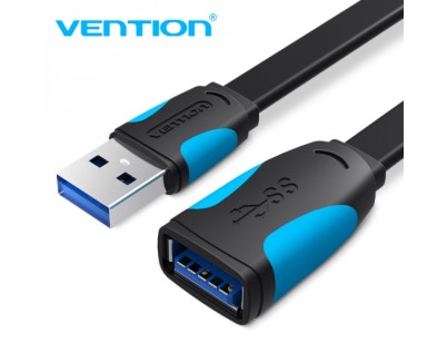 Vention Cable Alargador Plano USB 3.0 Macho a USB Hembra - 1m - Color Negro y Azul