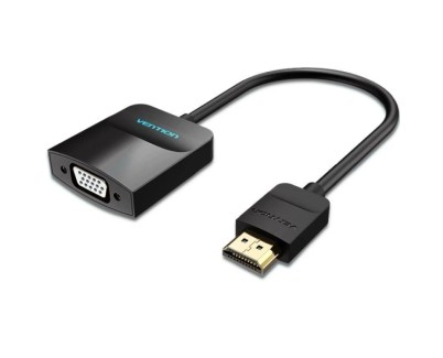Vention Cable Conversor HDMI Macho a VGA Hembra - Full HD - ARC - Puerto de Audio 3.5mm - Longitud 0.15m - Conectores Chapados en Oro - Color Negro