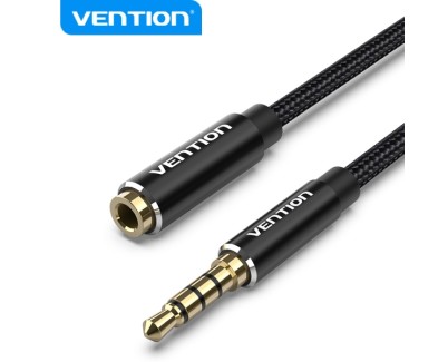 Vention Cable de Audio Estereo - Conector Jack 3.5 Macho a Hembra - Longitud 5m - Color Negro