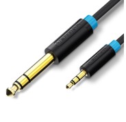 Vention Cable de Audio Estereo - Longitud 5m - Jack 6.5mm - Jack 3.5mm - Conectores Chapados en Oro - Blindaje Multicapa - Color Negro