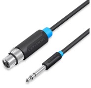 Vention Cable de Audio - Longitud 3m - TRS 6.5mm - XLR Hembra - Blindaje Multicapa - Color Negro